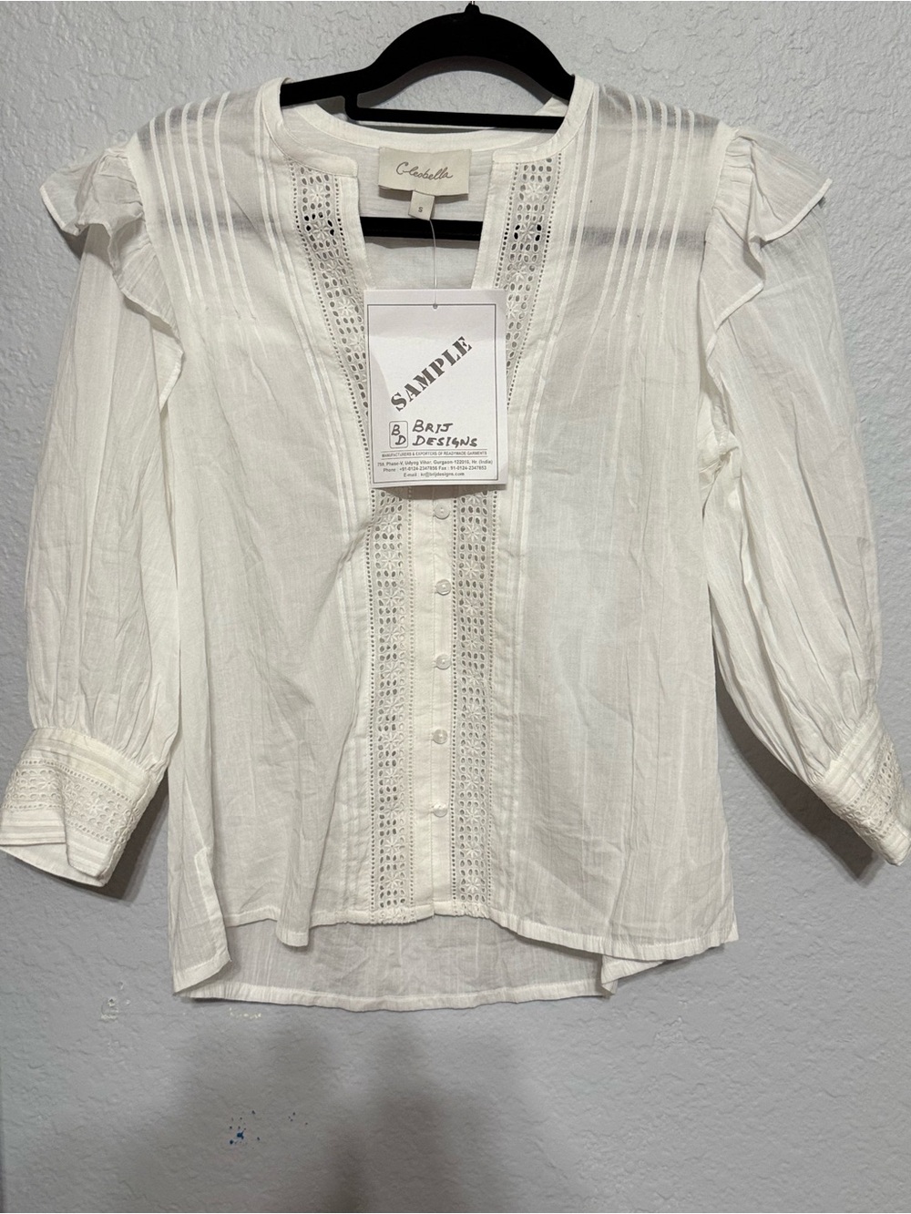 Cleobella Ivory Cotton Lace-Trim Button Blouse